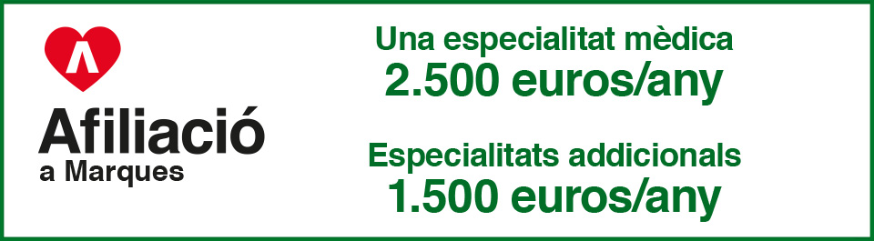 Afiliació 2.500 euros/any Una especialitat mèdica, 1.500 euros/any Especialitats addicionals